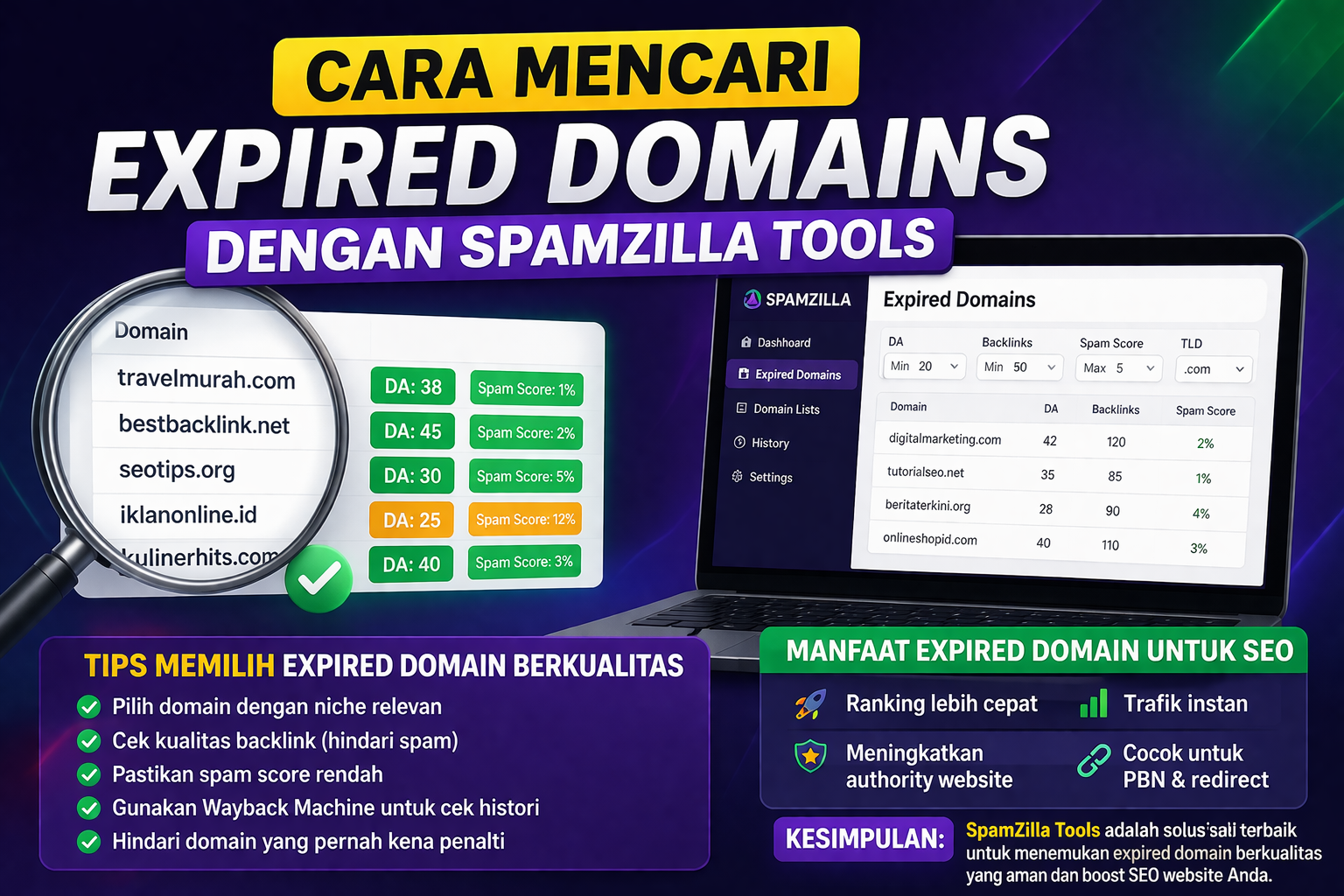 Cara mencari expired domain dengan SpamZilla